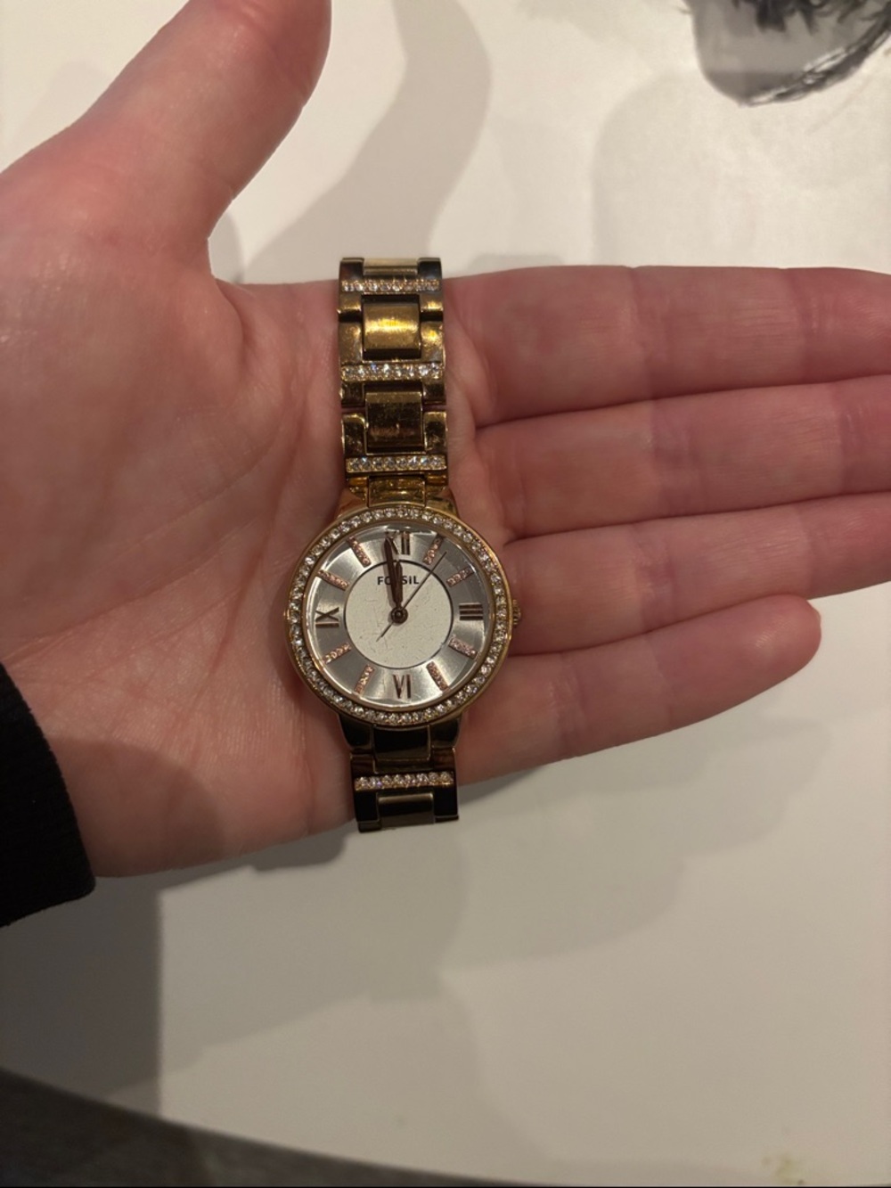 Fossil Rose Gold and Silver Crystal Bracelet Watch